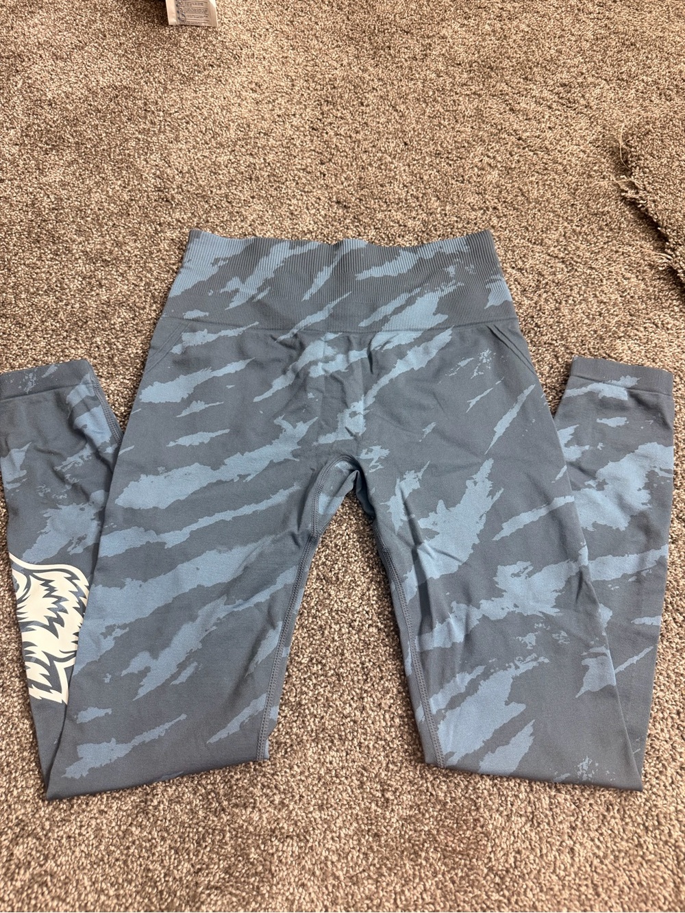 Darc Sport Gray and Blue Camo-Print High-Rise Leggings